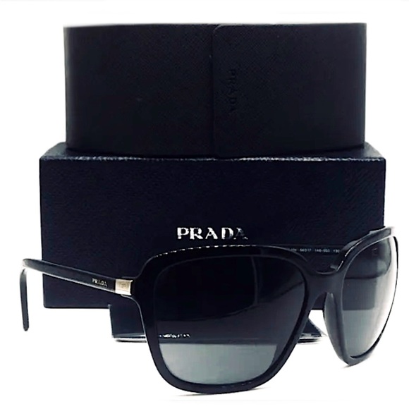 Prada Heritage Oversized Sunglasses (SPR 10V-F 1AB-5S0) in Black - Picture 2 of 16